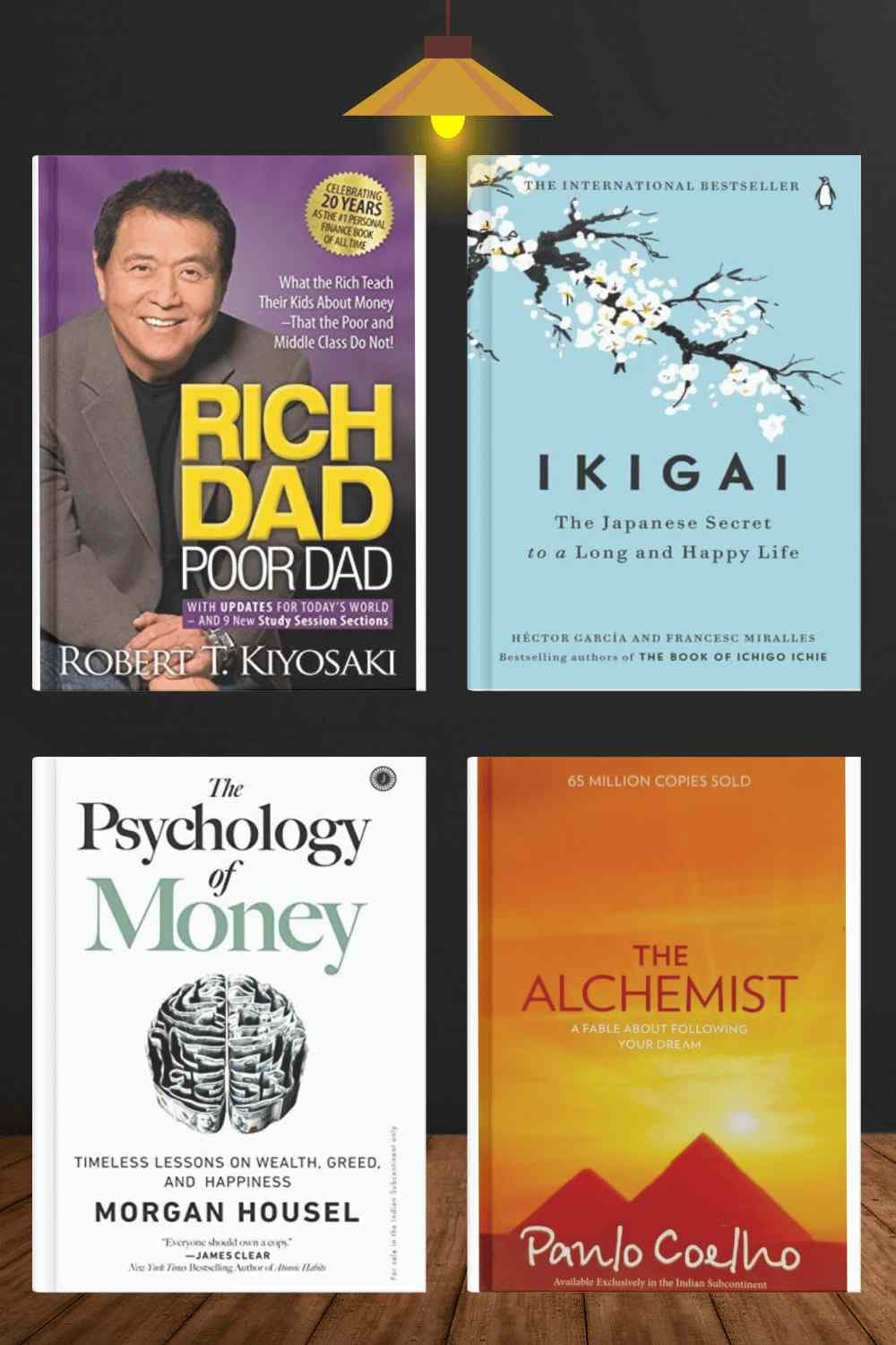 Rich Dad/Ikigai/Alchemist/Psychology of Money [ Set ]